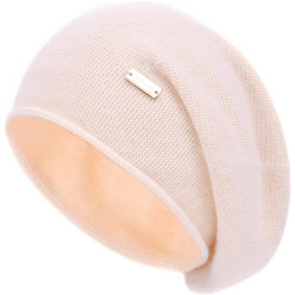 Accessories - Cashmere Slouchy Knit Beanie Hat for Women Beige